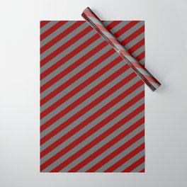 [ Thumbnail: Dark Red and Dim Gray Colored Pattern of Stripes Wrapping Paper ]