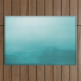 Best Seller Aqua Teal Turquoise Watercolor Ombre Gradient Blend Abstract Art - Aquarium SW 6767 Outdoor Rug