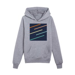 Cool Geometric Stripes on Blue Kids Pullover Hoodies