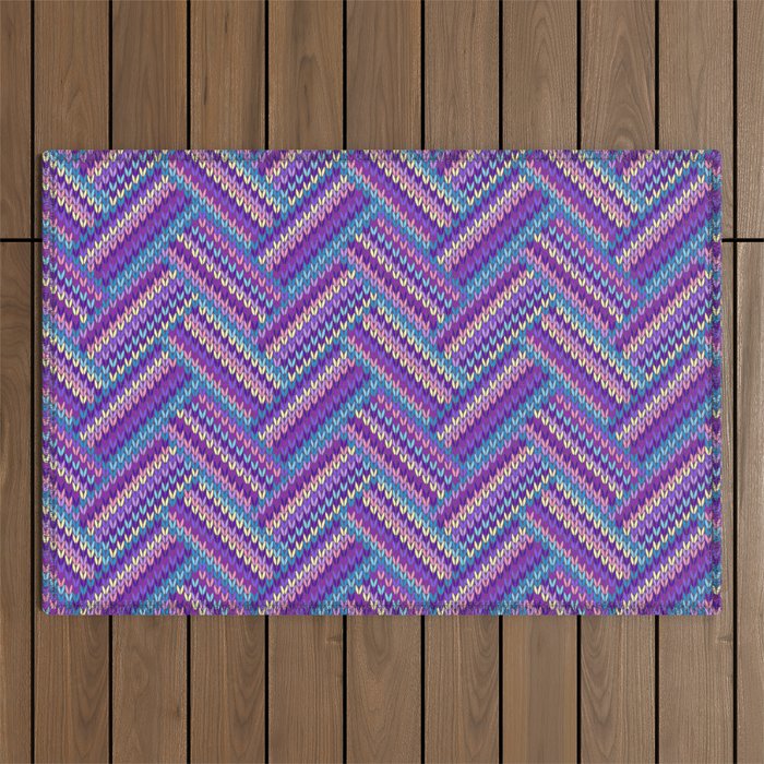 Knitted Textured Pattern Purple Outdoor Rug