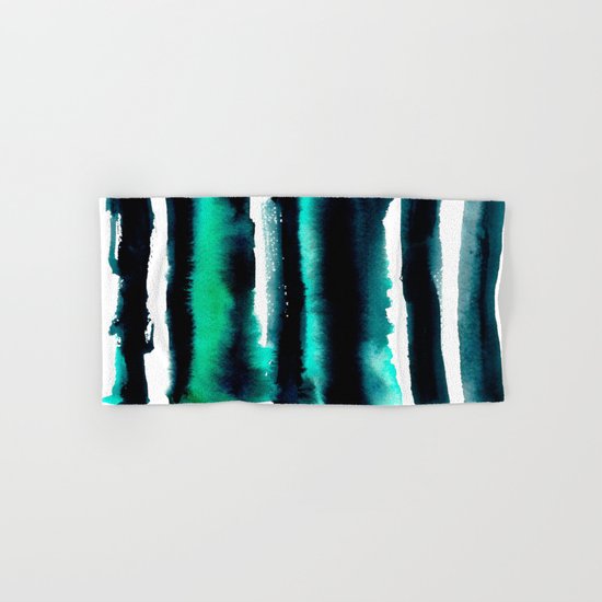 Abstract green and black painting Hand & Bath Towel