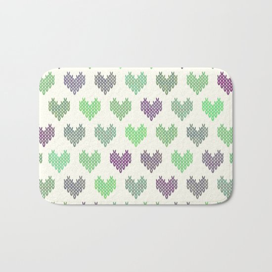 Colorful Knitted Hearts IV Bath Mat