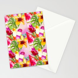 Hand Painted Pink Lilac Yellow Watercolor Summer Fruity Floral Stationery Card
