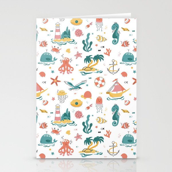 Sea life pattern Stationery Cards