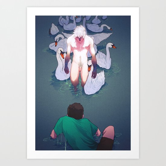 The pond near the linden tree Art Print