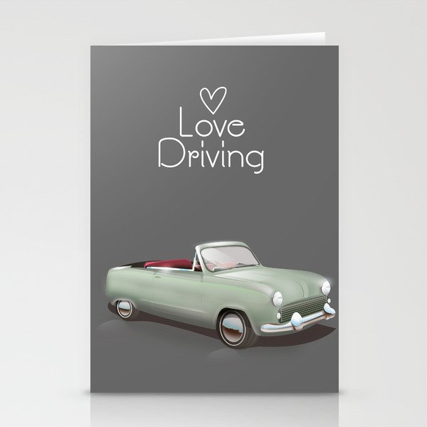 Love driving vintage car poster. Stationery Cards