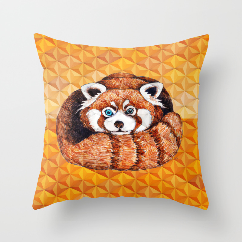 Cute Red Panda Bear Orange Cubism Geometric Throw Pillow By Eveystudios Society6