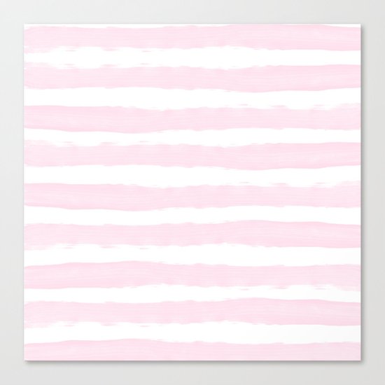 Pink handpainted stripes on clear white Canvas Print