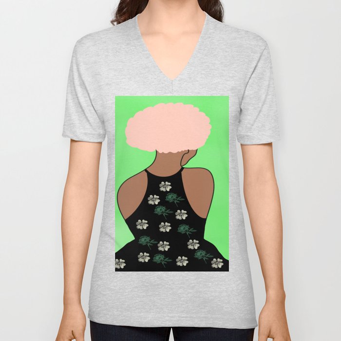Woman At The Meadow 34 V Neck T Shirt