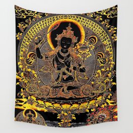 Manjushree Black Gold Thangka Wall Tapestry