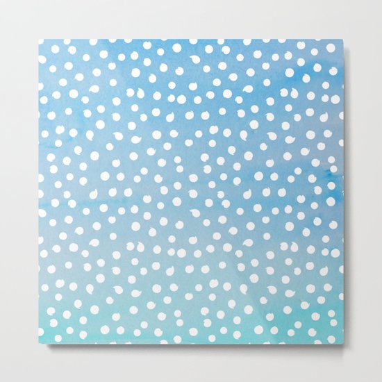 White Dots Polkadots on Aqua Teal Background - Mix & Match Metal Print