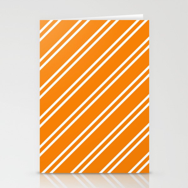 Orange and White Diagonal lines pattern Stationery Cards