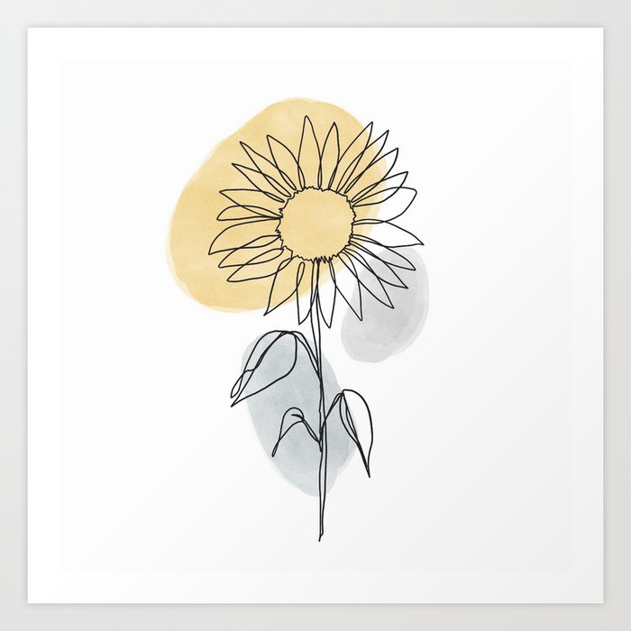 Sunflower line drawing sale