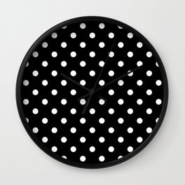 Polka dot Pattern White Spot On Black Background Wall Clock