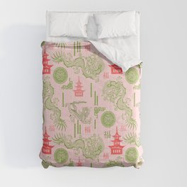 Pink and Green Chinoiserie Comforter