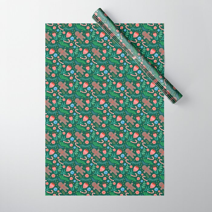 Christmas Pattern: Green Wrapping Paper