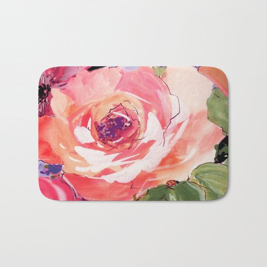 The Rose floral Bath Mat