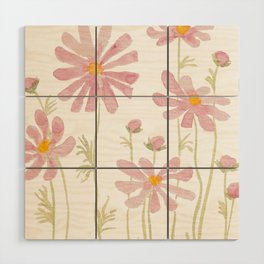 Pink Lemonade Watercolour Daisies Wood Wall Art