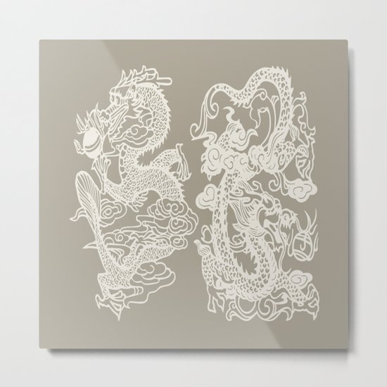 Gray Grey Alabaster Dragon Gate Metal Print