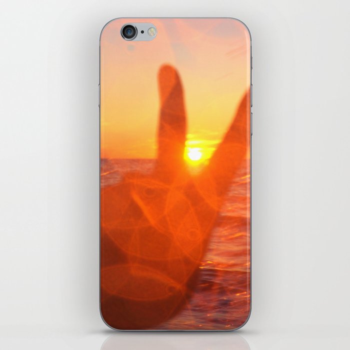 Pink Sunset Peace Sign iPhone Skin