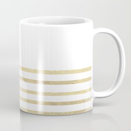 White and Gold Stripes Coffee Mug