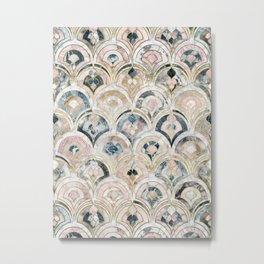 Art Deco Marble Tiles in Soft Pastels Metal Print | Curated, Vintage, Scales, Cream, Grey, Artdeco, Rose, Pink, Marble, Pattern 