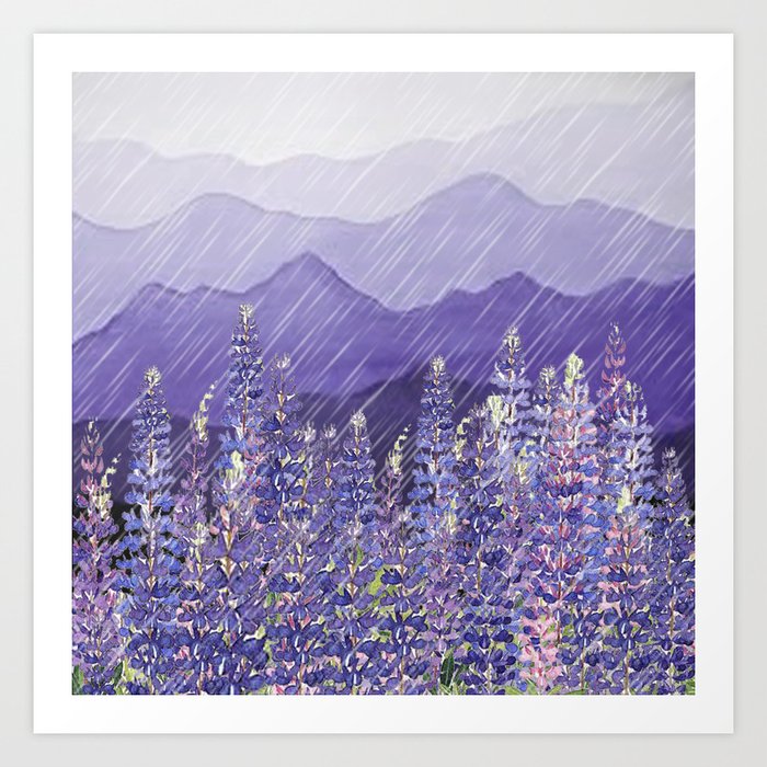 Purple Mountain Rain Art Print