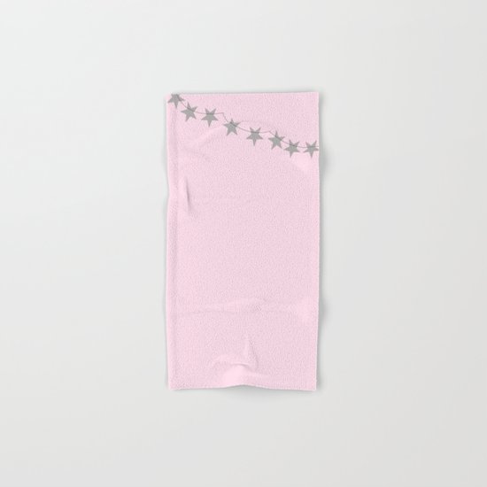 Grey stars on pink background Hand & Bath Towel