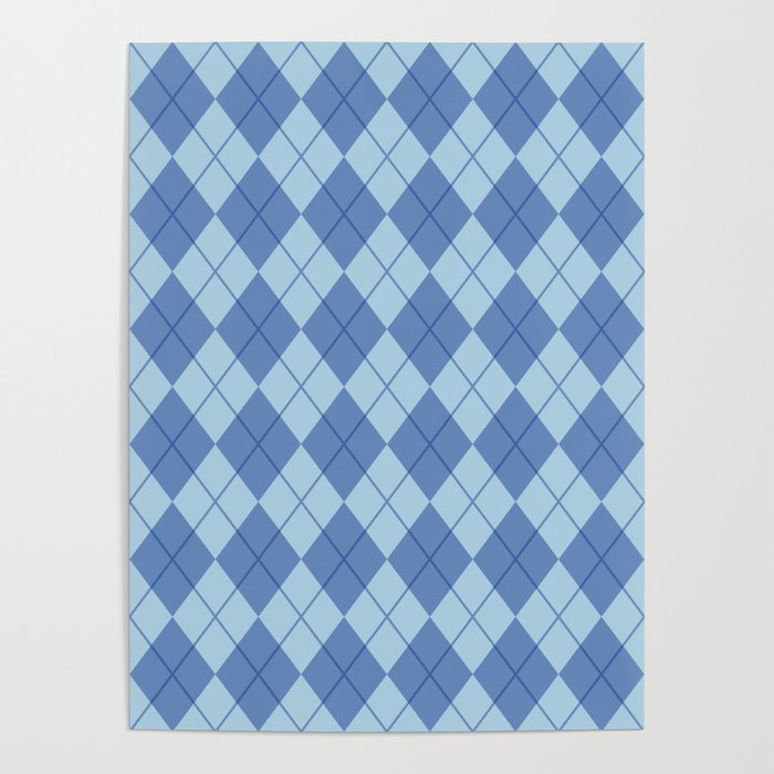Blue Seamless Argyle Pattern Poster