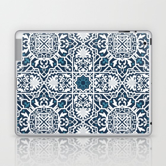 Blue and White Art Deco Laptop & iPad Skin