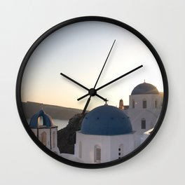 Sunset At Oia, Santorini - Island Vibes - Greece Travel Photography Wall Clock