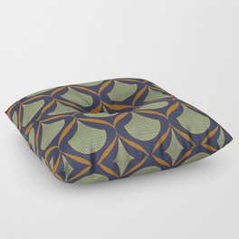 Moroccan Ogee Pattern Gold Filigree Orange Ribbon 1.1 Floor Pillow