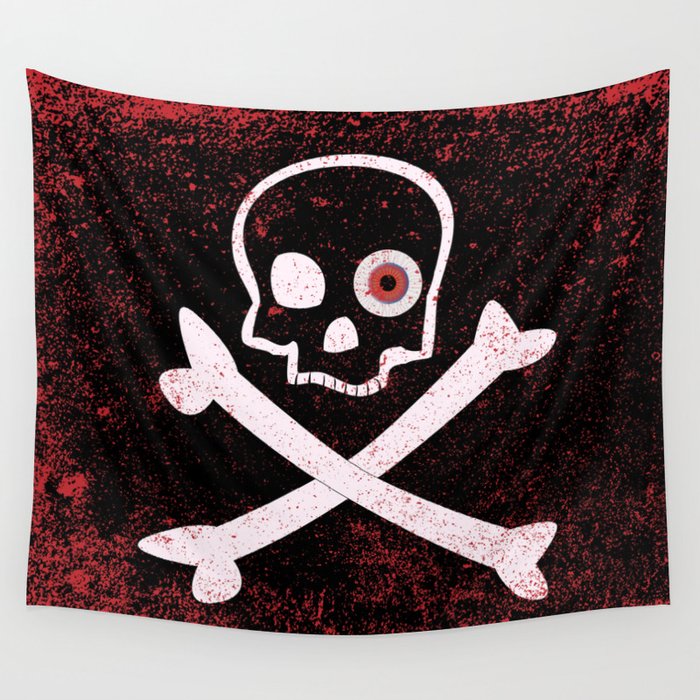 Jolly Roger With Eyeballs Wall Tapestry by HomeStead Digital
