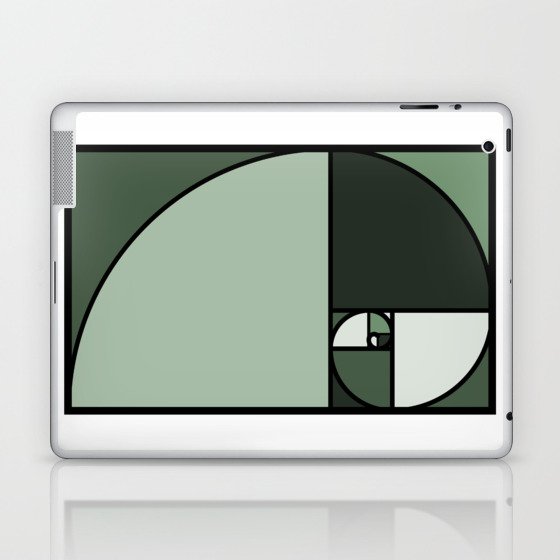 Mid-Century Fibonacci Golden Spiral (Monochrome) Laptop & iPad Skin