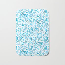 Turquoise Eastern Floral Pattern Bath Mat