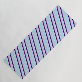 [ Thumbnail: Powder Blue, Dark Blue, and Deep Pink Colored Stripes/Lines Pattern Yoga Mat ]