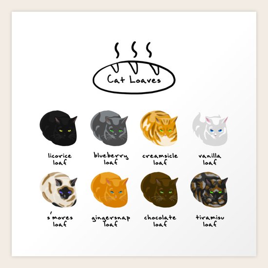 Cat Loaf Flavors Art Print By Cccdesign Society6