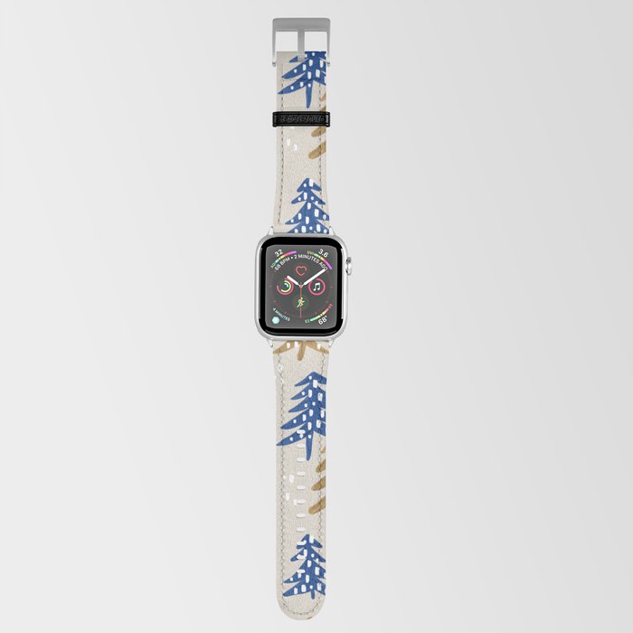 Christmas Trees – Gold & Navy Apple Watch Band