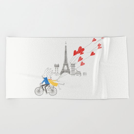 Paris in Love Beach Towel
