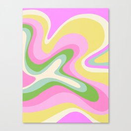 Neon Pastel Abstract Bubble Gum Swirl - Pink Canvas Print