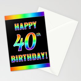 [ Thumbnail: Fun, Colorful, Rainbow Spectrum “HAPPY 40th BIRTHDAY!” Stationery Cards ]