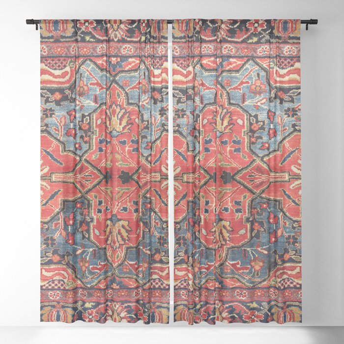 Kashan Poshti Central Persian Rug Print Sheer Curtain