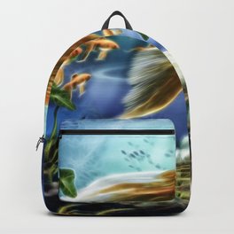 Goldfisch Amando Backpack | Digital, Photomontage, Wasserpflanzen, Muscheln, Wasser, Licht, Collage, Fisch, Wasserblasen, Fische 