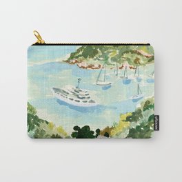 Portofino Carry-All Pouch | Ocean, Watercolor, Sailboat, Yatch, Boats, Porto, Landscape, Portofino, Italy, Painting 