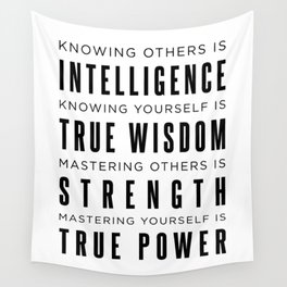 Knowing yourself is true wisdom - Lao Tzu Quote - Literature - Typography Print 1 Wall Tapestry