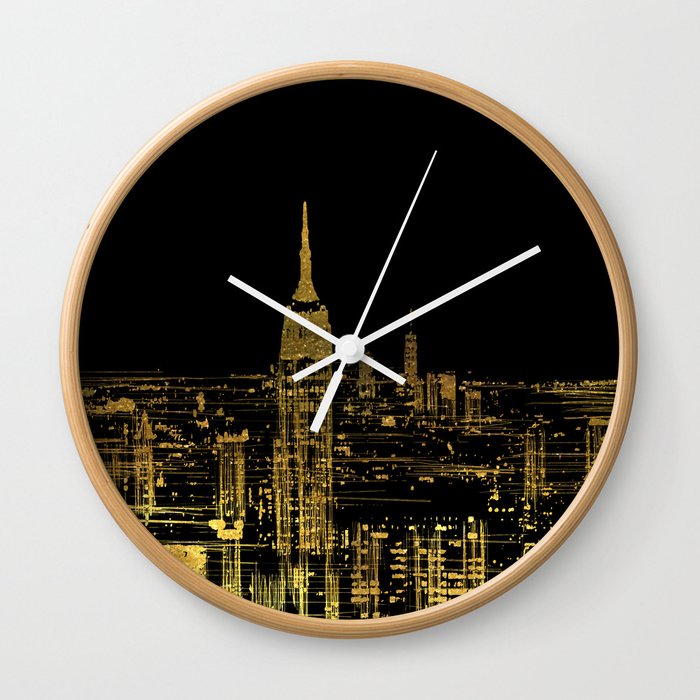 Abstract Gold City Skyline Design Wall Clock By Oursunnycdays