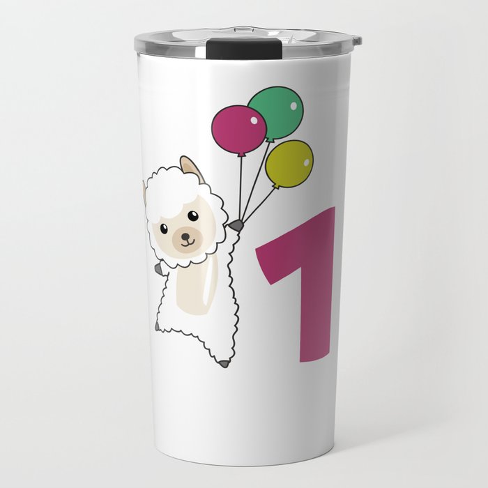 Alpaca First Birthday Balloons For Kids Travel Mug
