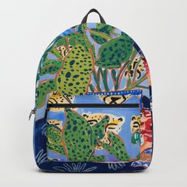 Cheetah and Lion House Plant Still Life Painting with Rainbow Backpack