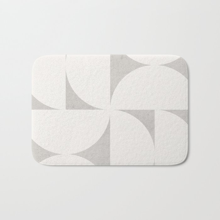 Scandinavian Contemporary Geometry - Square and Half Circles - Light Grey Bath Mat