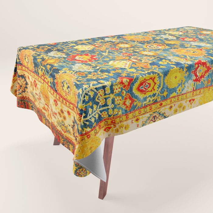 Antique Oushak Turkish Rug Print Tablecloth by Vicky BragoMitchell